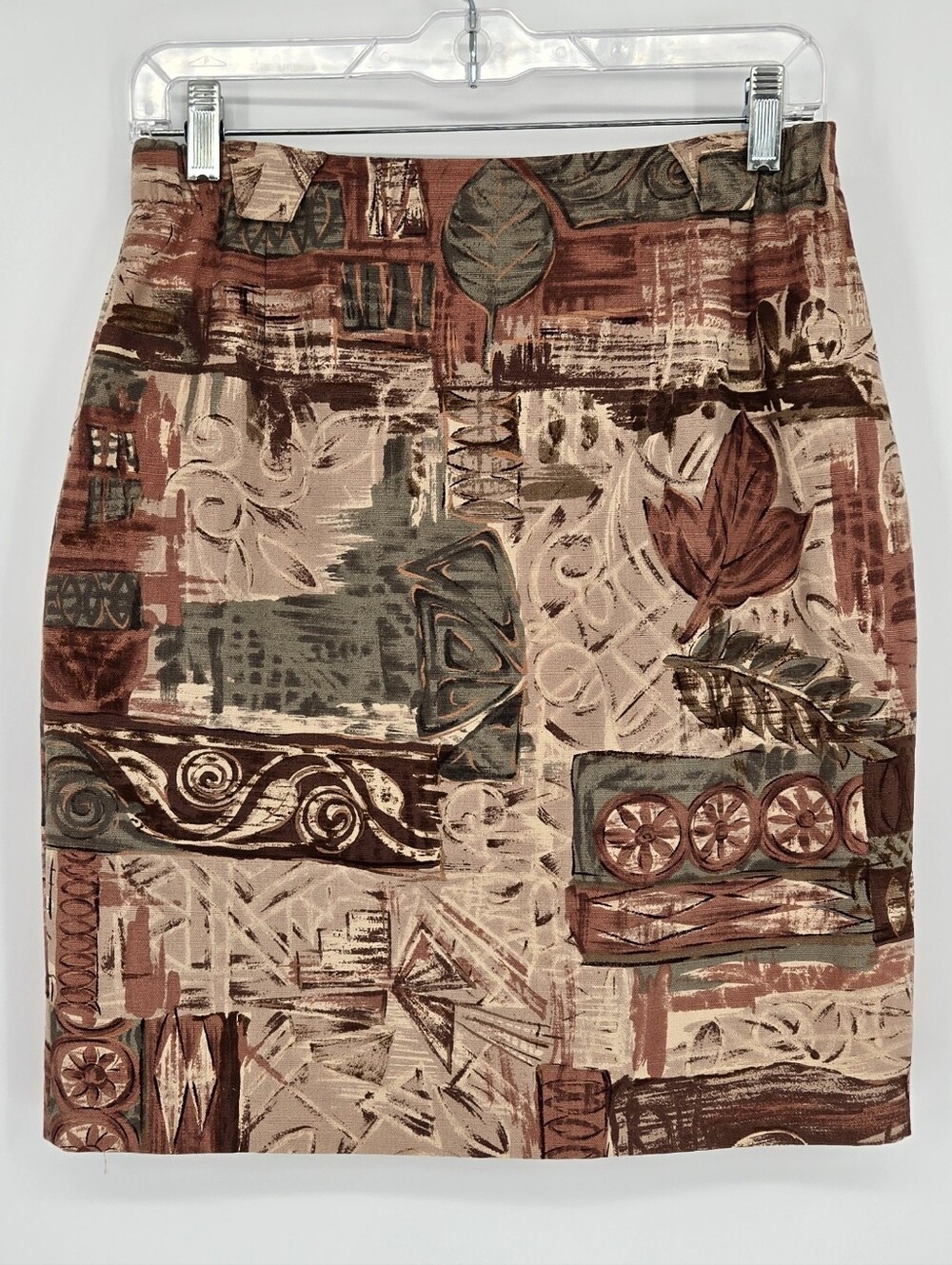 Via Condotti Beige and Rust Abstract Skirt Size 8